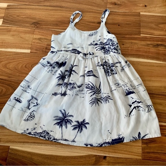 Palmwave Hawaii Tropical Vacation Island Dolphin Palm Tree Print Girls Dress 6